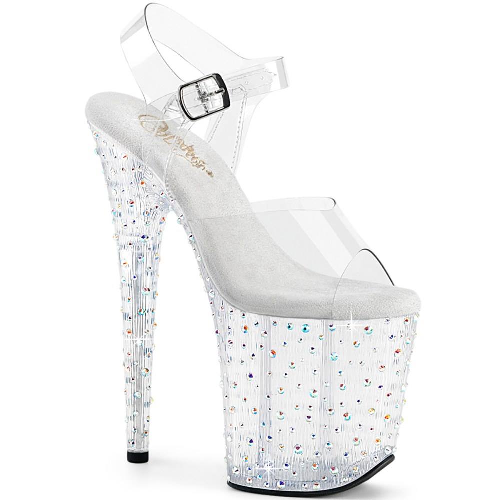 Pleaser - STARDANCE808 Sandale à bride à la cheville, Pole dance chaussures - Transparent Product image